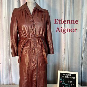 Vintage Etienne Aigner Burgundy Genuine Leather Trench Coat